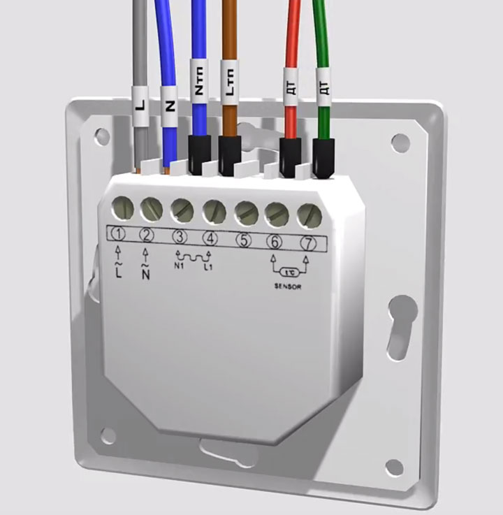 Schema des richtigen Anschlusses des Thermostats für Fußbodenheizung und Heizmatten